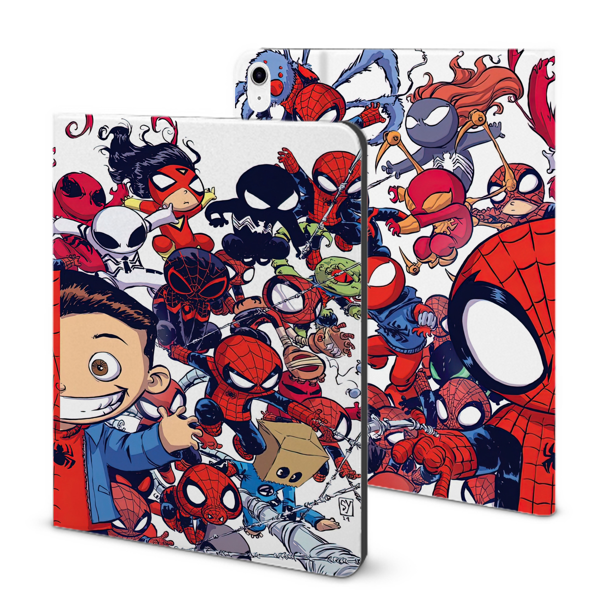 （画像用） Spider Man スパイダーマン IPad ケース ブック型 PUレザー TPU 耐衝撃 軽量 薄型 ペン収納なし 全面保護 IPad 各モデル対応